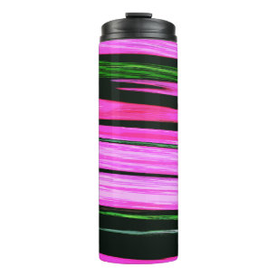 Pink And Green Abstract Stripes 706 Thermal Tumbler