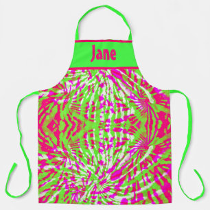 PINK AND GREEN ABSTRACT TIE-DYE DESIGN APRON