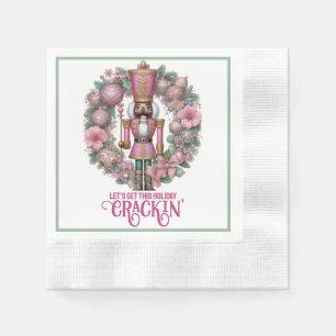 Pink and Green African American Nutcracker Holiday Napkin