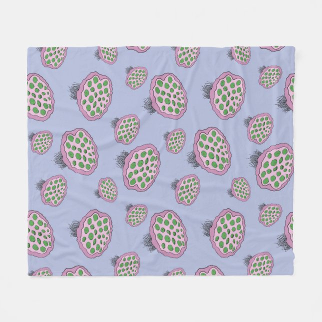 Pink and Green Alien Jellyfish Flower Fleece Blanket (Front (Horizontal))