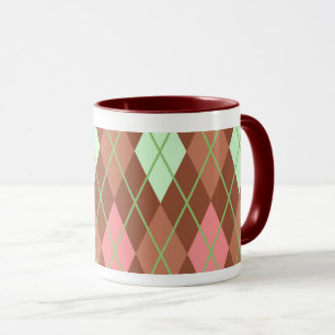 Pink and Green Argyle and Tartan Plaid Mug