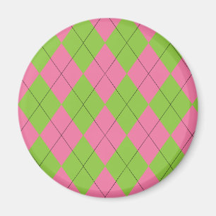 Pink and Green Argyle Magnet
