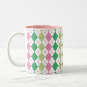 Pink and Green Argyle Mug