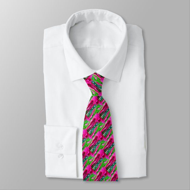Pink and green art fashion tie (Tied)