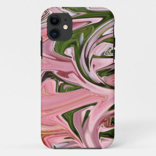 Pink and green art flow iPhone 11 case
