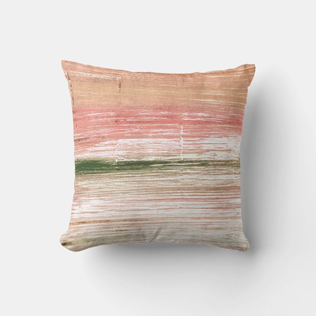 Pink and green art throw pillow (Front)