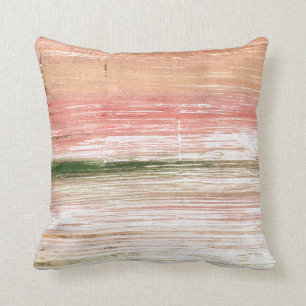 Pink and green art throw pillow