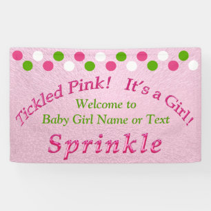 Pink and Green Baby Sprinkle Banner with Your Text