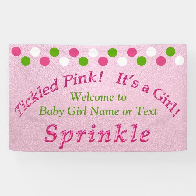 Pink and Green Baby Sprinkle Banner with Your Text (Horizontal)