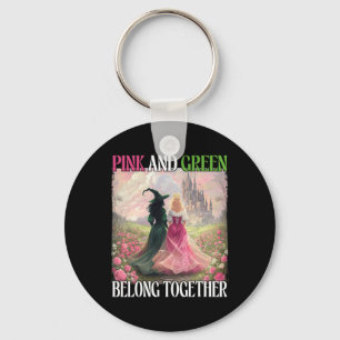 Pink And Green Belong Together Witch Halloween Wom Keychain
