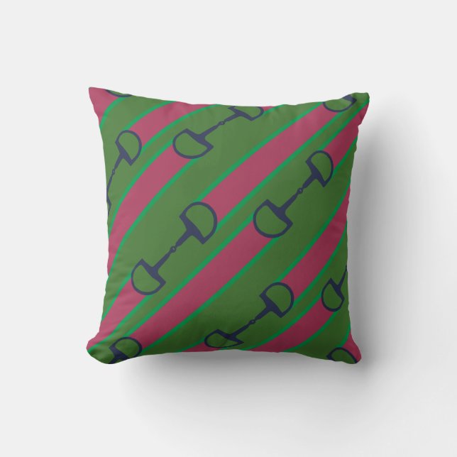 Pink and Green Bit Ribbon Pattern Throw Pillow (Front)