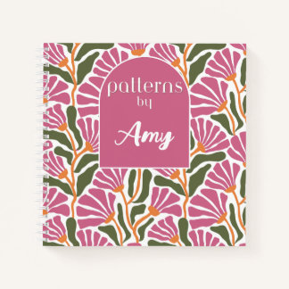 Pink and Green Botanical Pattern Sketch Book