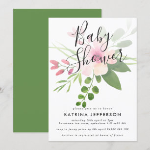 Pink and Green Bouquet Baby Shower Invitation