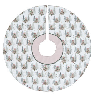 Pink and Green Brushstroke Christmas Tree Skirt