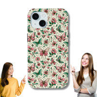 Pink and Green Butterflies Floral Pattern