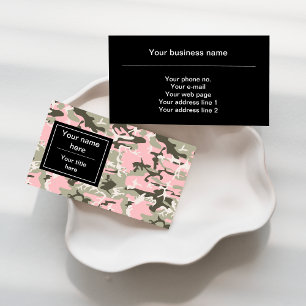 Pink and Green Camo, Camouflage, Military, Army Business Card