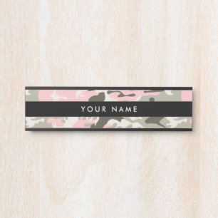Pink and Green Camo, Camouflage, Military, Army Door Sign