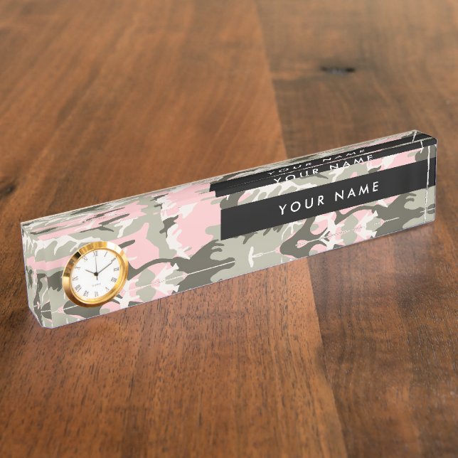 Pink and Green Camo, Camouflage, Military, Army Nameplate (Side)