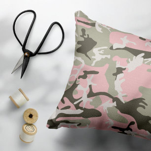 Pink and Green Camouflage, Military, Army Accent Pillow