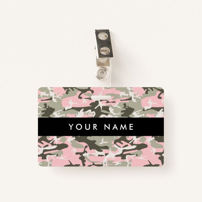 Pink and Green Camouflage, Military, Army Badge (Front with Clip)