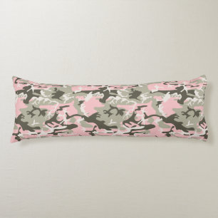 Pink and Green Camouflage, Military, Army Body Pillow