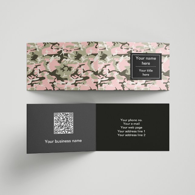 Pink and Green Camouflage, Military, Army Business Card (Creator Uploaded)