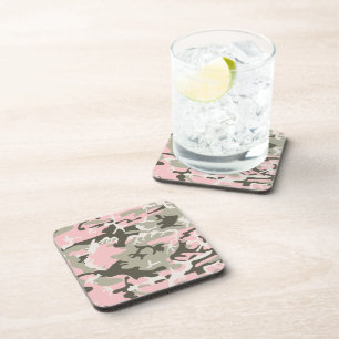 Pink and Green Camouflage, Military, Army Coaster