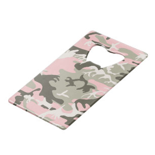 Pink and Green Camouflage, Military, Army Credit Card Bottle Opener
