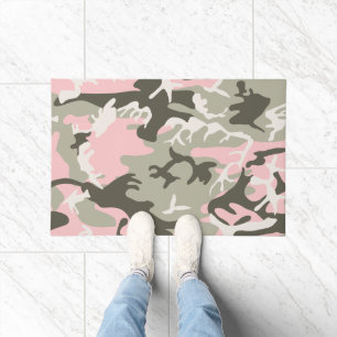 Pink and Green Camouflage, Military, Army Doormat