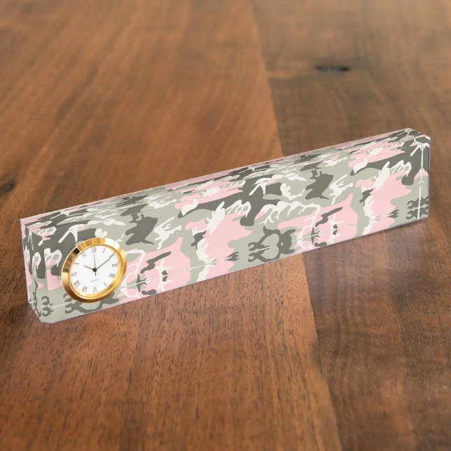 Pink and Green Camouflage, Military, Army Nameplate (Side)