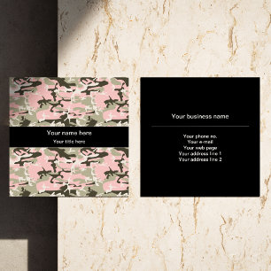 Pink and Green Camouflage, Military, Army Square Business Card