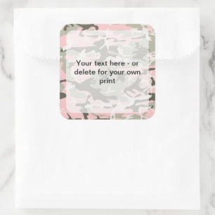 Pink and Green Camouflage, Military, Army Square Sticker