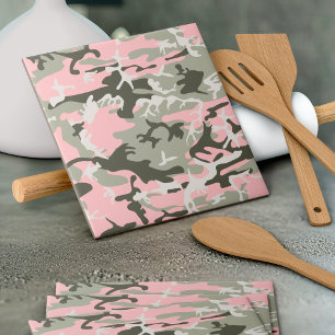 Pink and Green Camouflage, Military, Army Tile