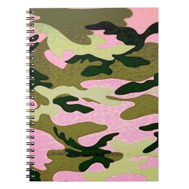 Pink and Green Camouflage Spiral Notebook (Front)