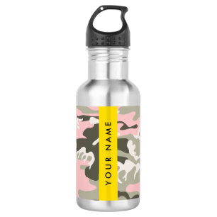 Pink and Green Camouflage Your name Personalize 532 Ml Water Bottle