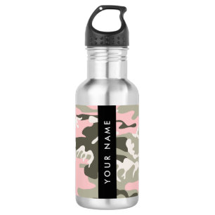 Pink and Green Camouflage Your name Personalize 532 Ml Water Bottle