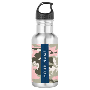 Pink and Green Camouflage Your name Personalize 532 Ml Water Bottle