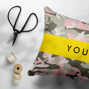 Pink and Green Camouflage Your name Personalize Accent Pillow
