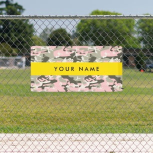 Pink and Green Camouflage Your name Personalize Banner