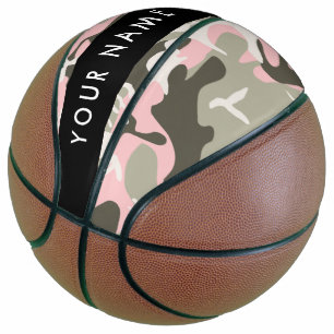 Pink and Green Camouflage Your name Personalize Basketball