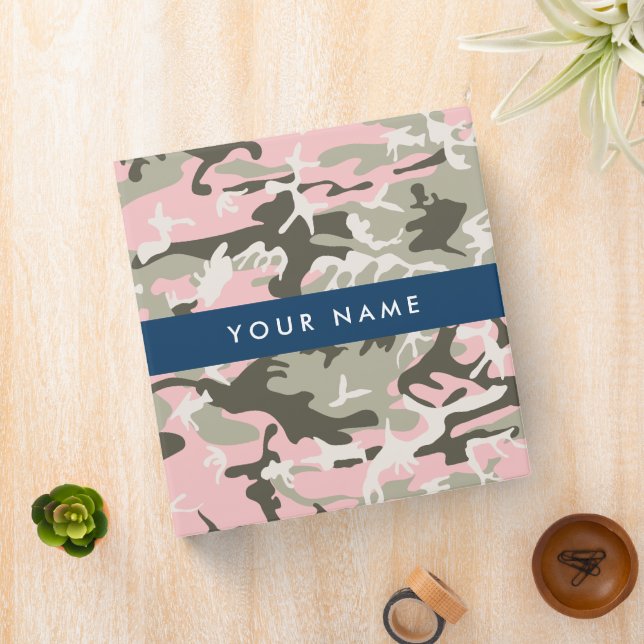 Pink and Green Camouflage Your name Personalize Binder (In Situ)