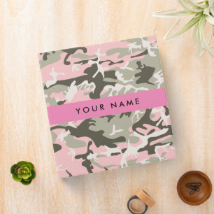 Pink and Green Camouflage Your name Personalize Binder