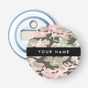 Pink and Green Camouflage Your name Personalize Bottle Opener