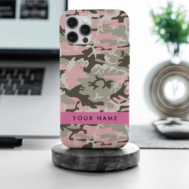 Pink and Green Camouflage Your name Personalize Case-Mate iPhone Case (Creator Uploaded)