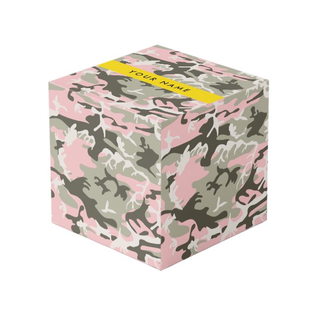 Pink and Green Camouflage Your name Personalize Cube (Front Angled)