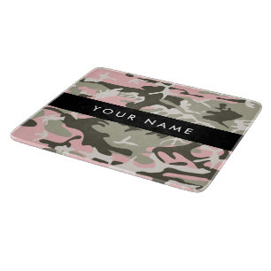 Pink and Green Camouflage Your name Personalize Cutting Board