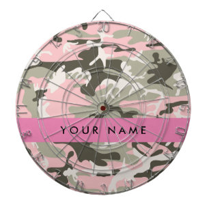 Pink and Green Camouflage Your name Personalize Dartboard
