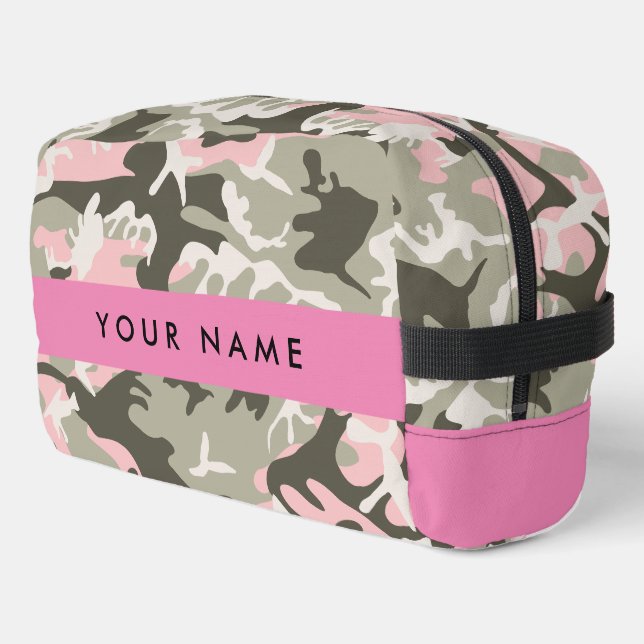 Pink and Green Camouflage Your name Personalize Dopp Kit (Left Corner)