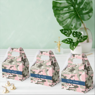 Pink and Green Camouflage Your name Personalize Favor Box