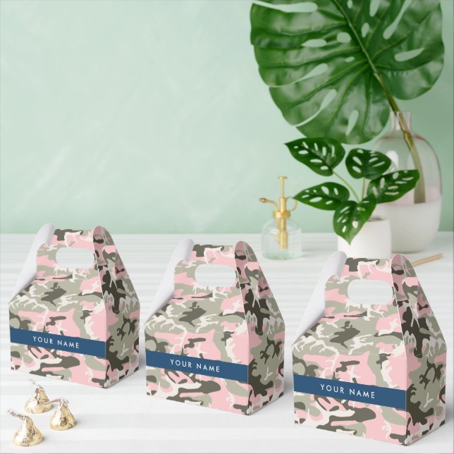 Pink and Green Camouflage Your name Personalize Favor Box (Multiple)